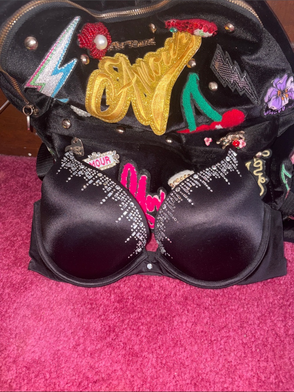Victoria's Secret Black Embellished Push-Up Bra